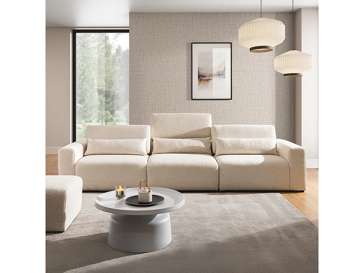 Canapé 3 places modulable têtières relevables Velano Beige