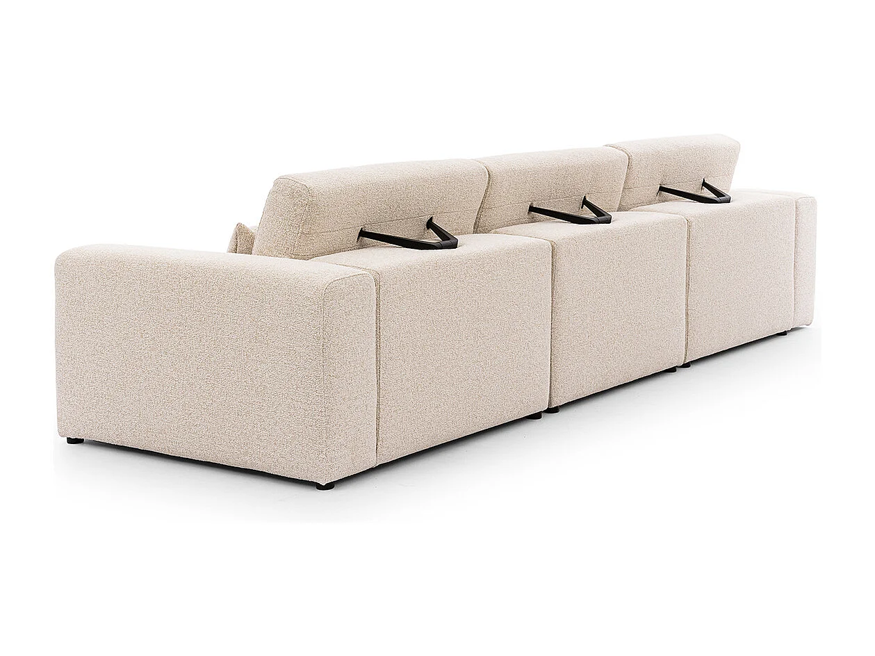 Canapé 3 places modulable têtières relevables Velano Beige
