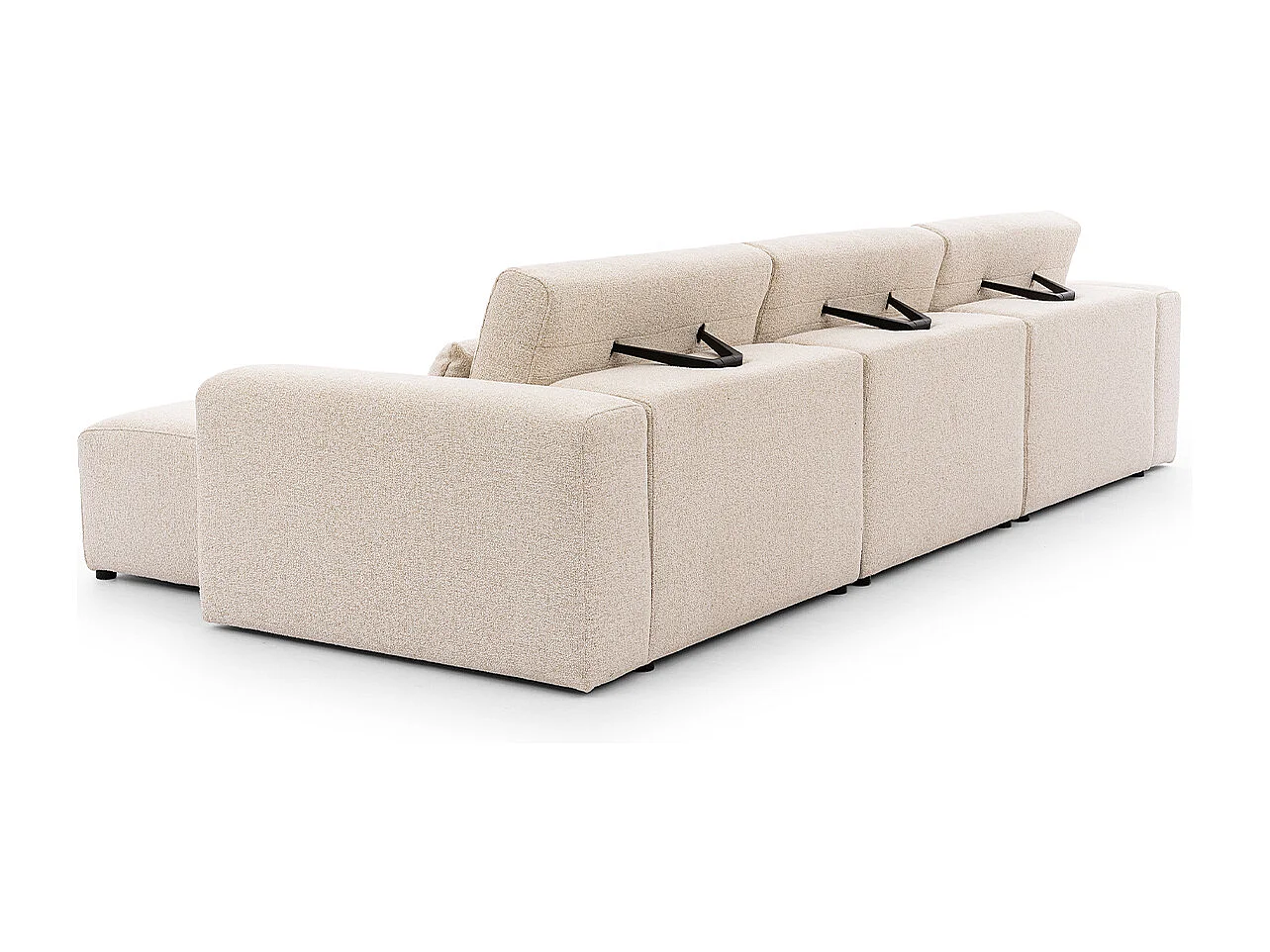 Canapé d'angle droit 3 places modulable têtières relevables Velano Beige