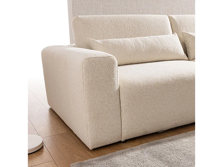 Canapé d'angle droit 3 places modulable têtières relevables Velano Beige