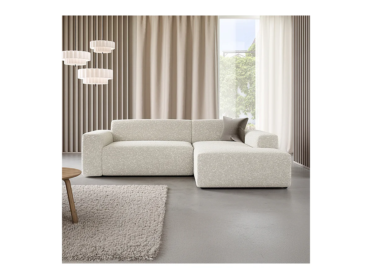 Canapé d'angle droit 3 places coffre Torino Beige