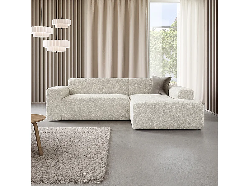 Canapé d'angle droit 3 places coffre Torino Beige