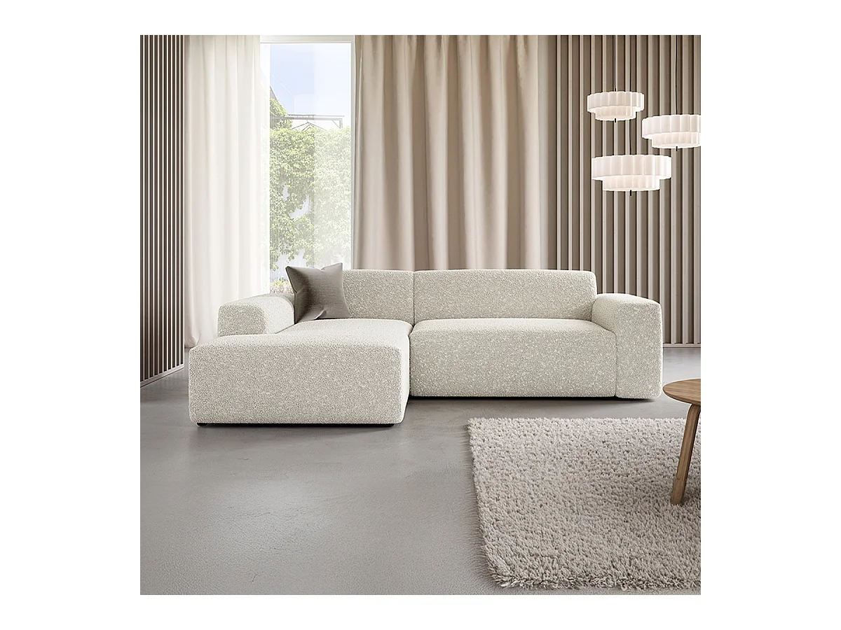Canapé d'angle gauche 3 places coffre Torino Beige
