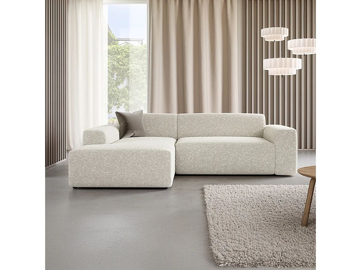Canapé d'angle gauche 3 places coffre Torino Beige