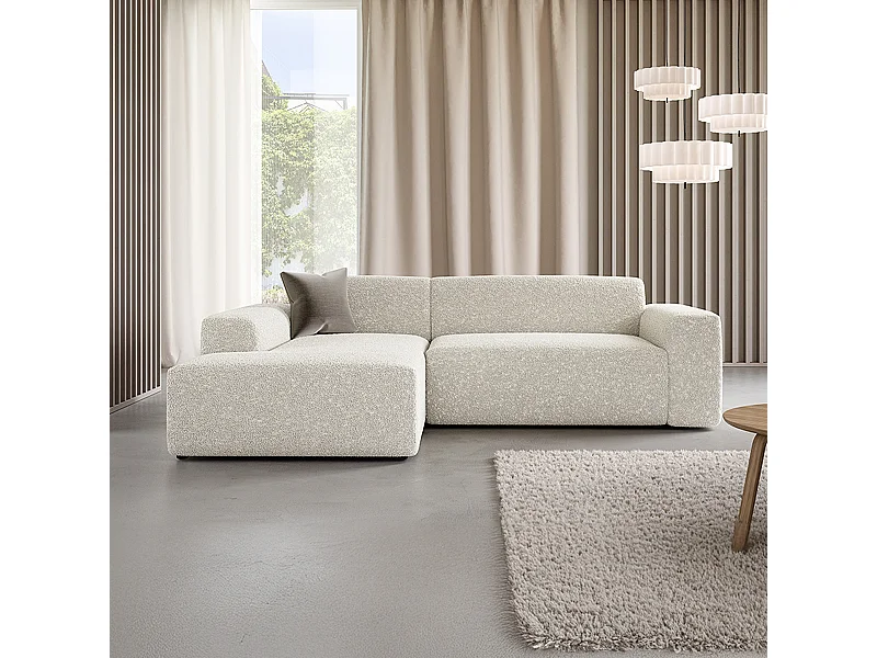 Canapé d'angle gauche 3 places coffre Torino Beige