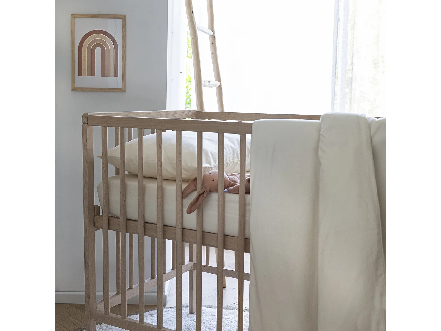 Drap housse bébé coton lavé - SOMEO Beige 70x140