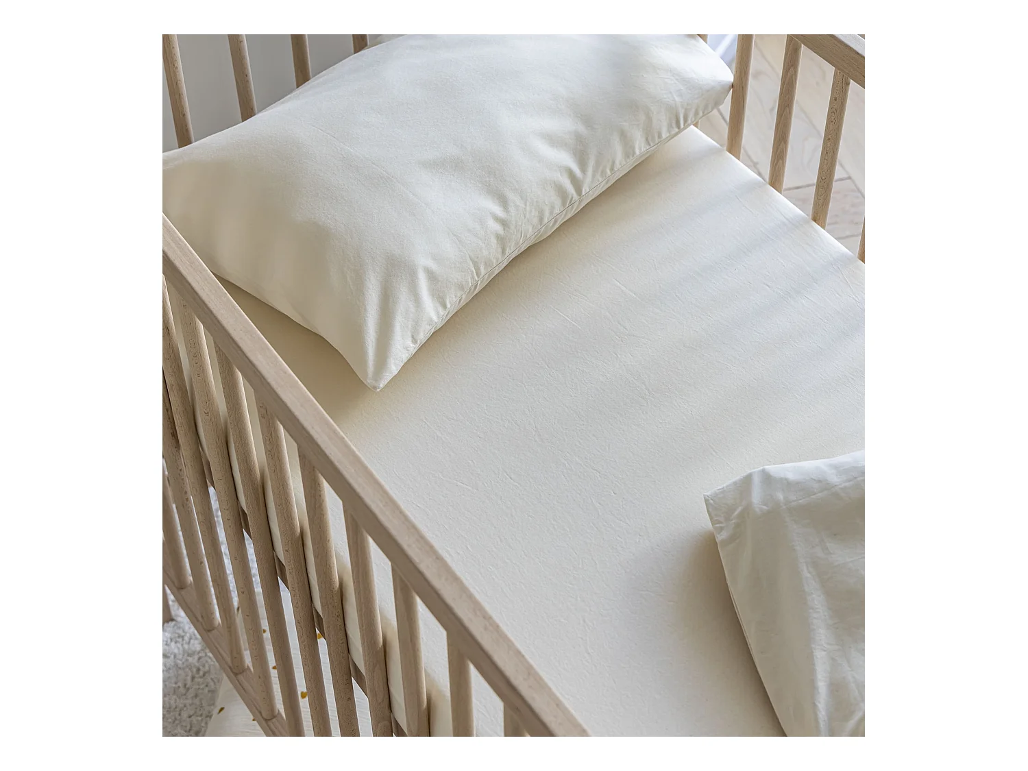 Drap housse bébé coton lavé - SOMEO Beige 70x140