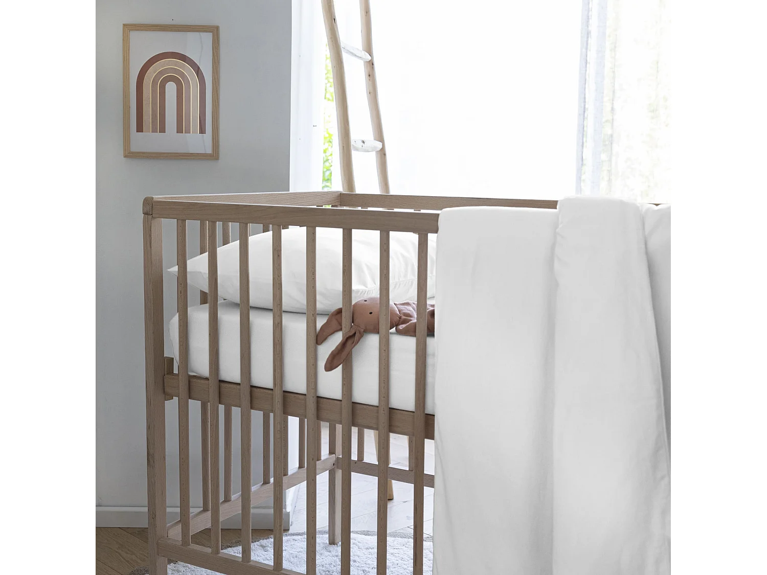 Drap housse bébé coton lavé - SOMEO Blanc 60x120