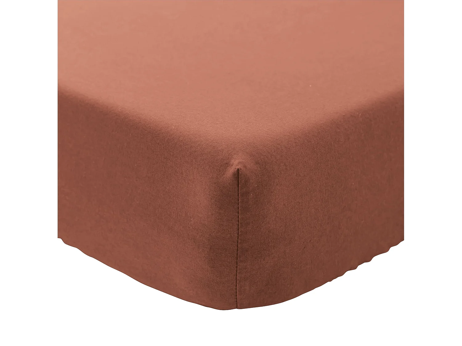 Drap housse bébé coton lavé - SOMEO Terracotta 60x120