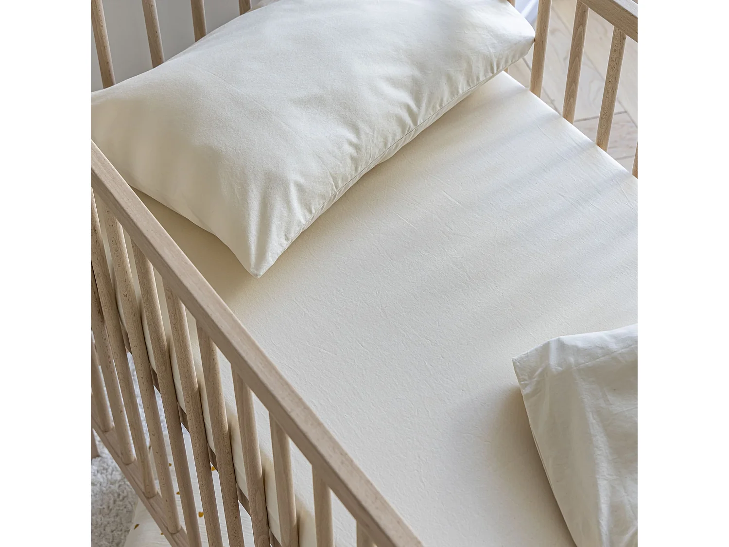 Drap housse bébé coton lavé - SOMEO Beige 60x120