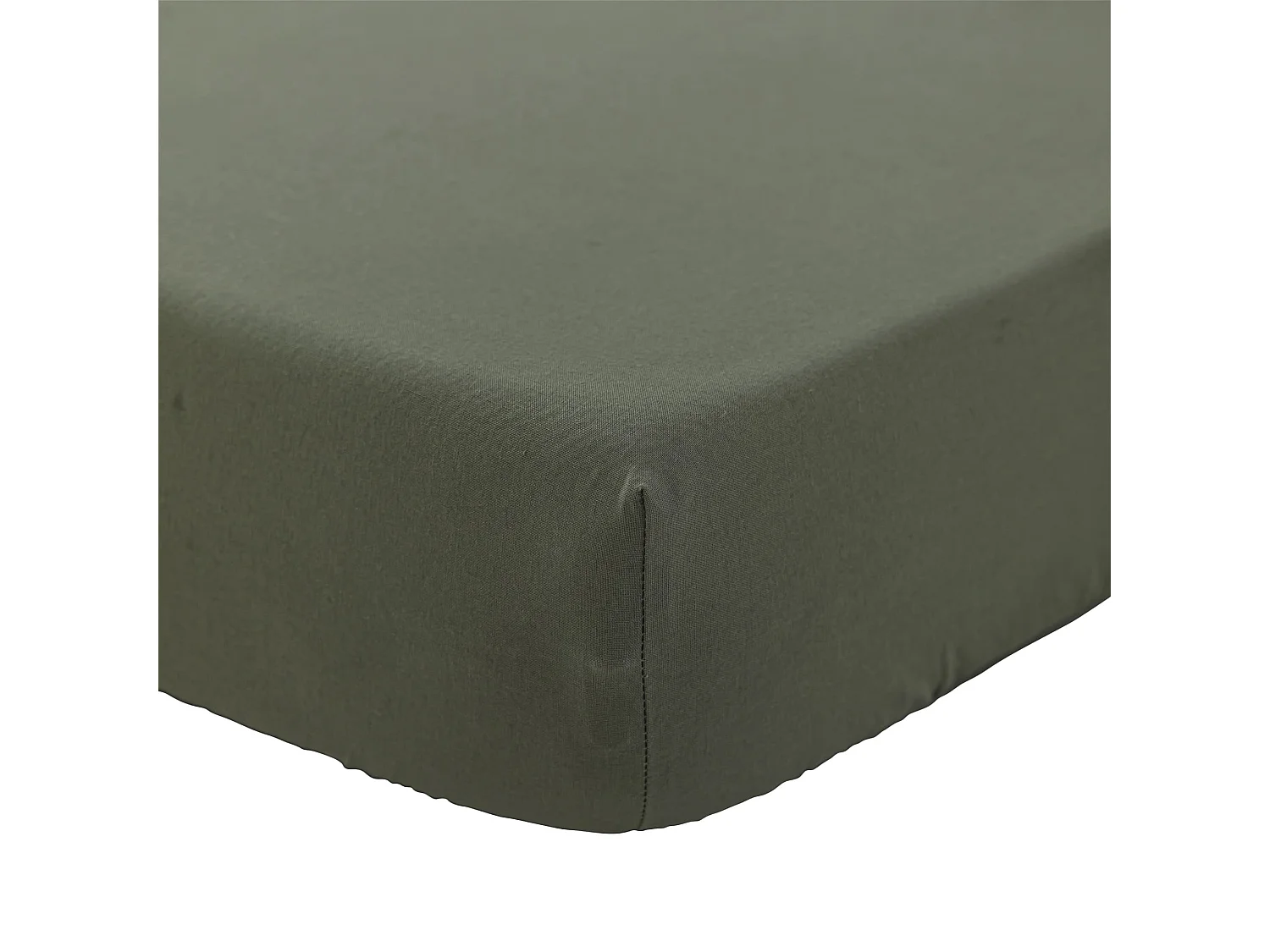 Drap housse bébé coton lavé - SOMEO Kaki 60x120