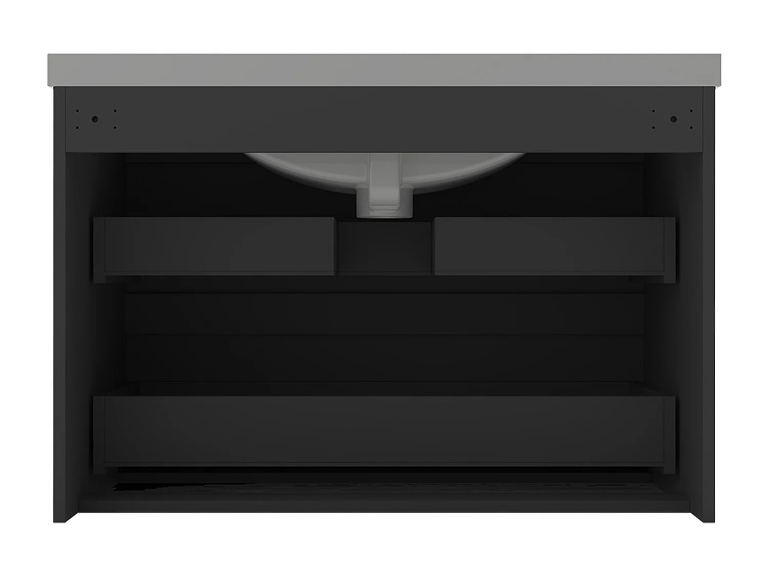 AICA Ensemble meuble Salle de Bain 80cm Anthracite avec simple vasque et Led miroir dimmable avec 3 couleurs+Bluetooth+3X grossissement