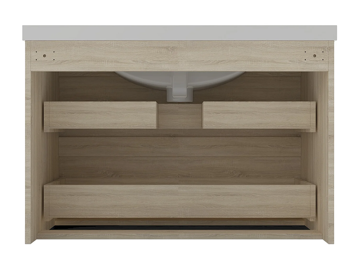 AICA Ensemble meuble Salle de Bain 80cm Chêne Wotan avec simple vasque et Led miroir dimmable avec 3 couleurs+Bluetooth+3X grossissement