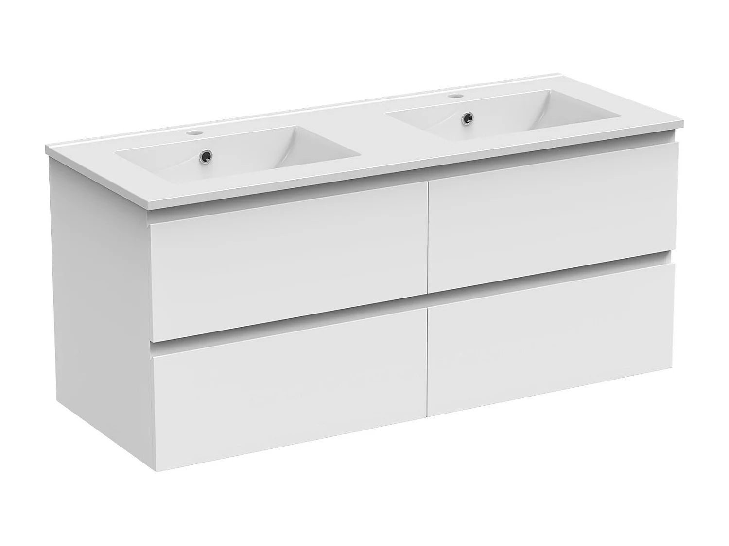 AICA Ensemble meuble Salle de Bain 120cm blanc avec double vasque et Led miroir dimmable avec 3 couleurs+Bluetooth+3X grossissement