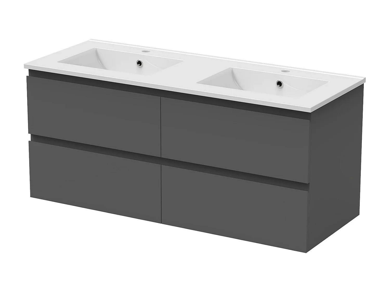 AICA Ensemble meuble Salle de Bain 120cm Anthracite avec double vasque et Led miroir dimmable avec 3 couleurs+Bluetooth+3X grossissement