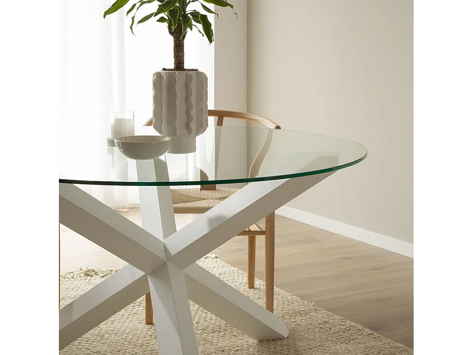 Table à manger en bois massif blanc 120x75