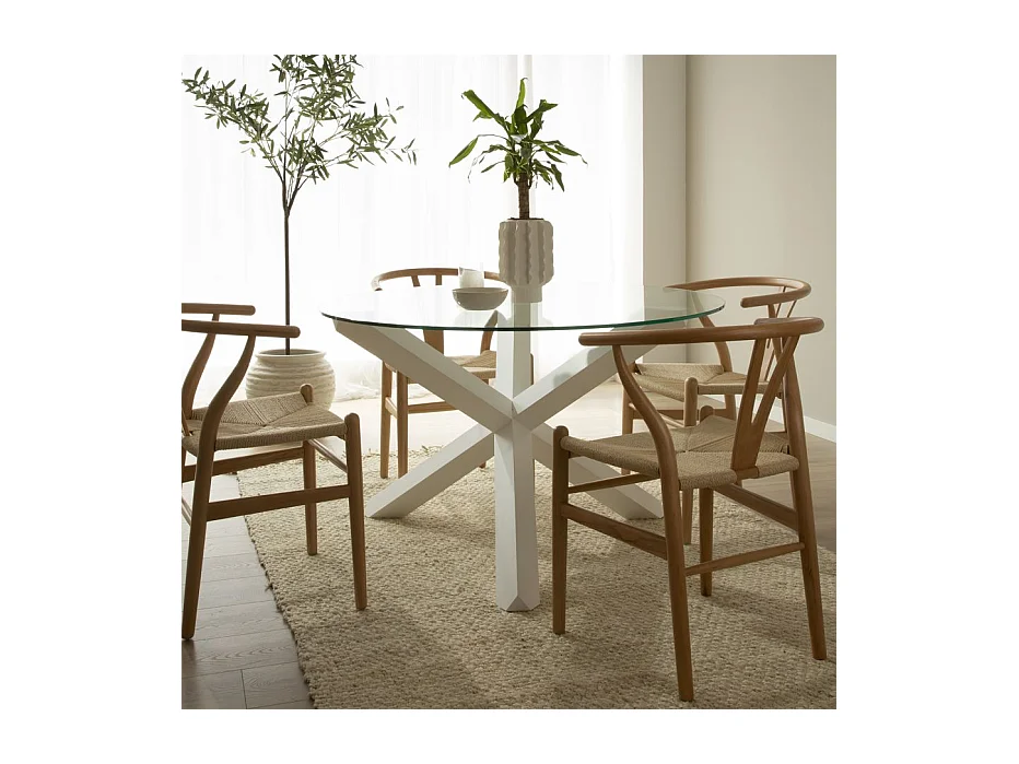 Table à manger en bois massif blanc 120x75