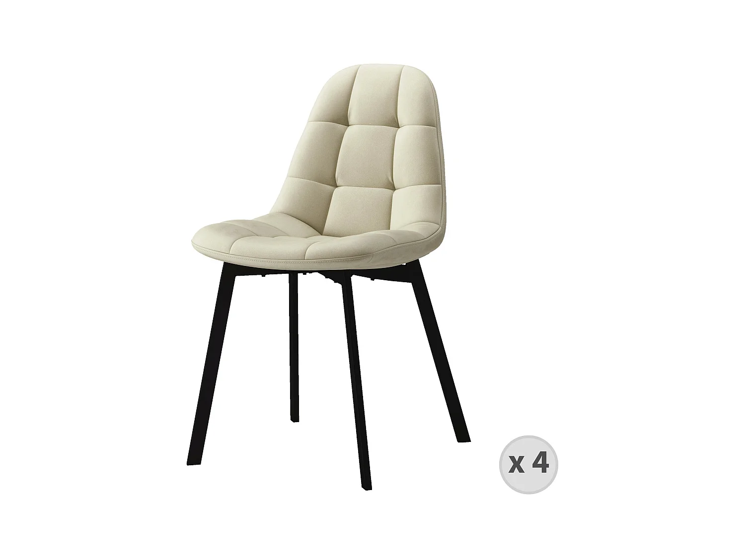 STELLIA-Chaise en velours beige (x4)