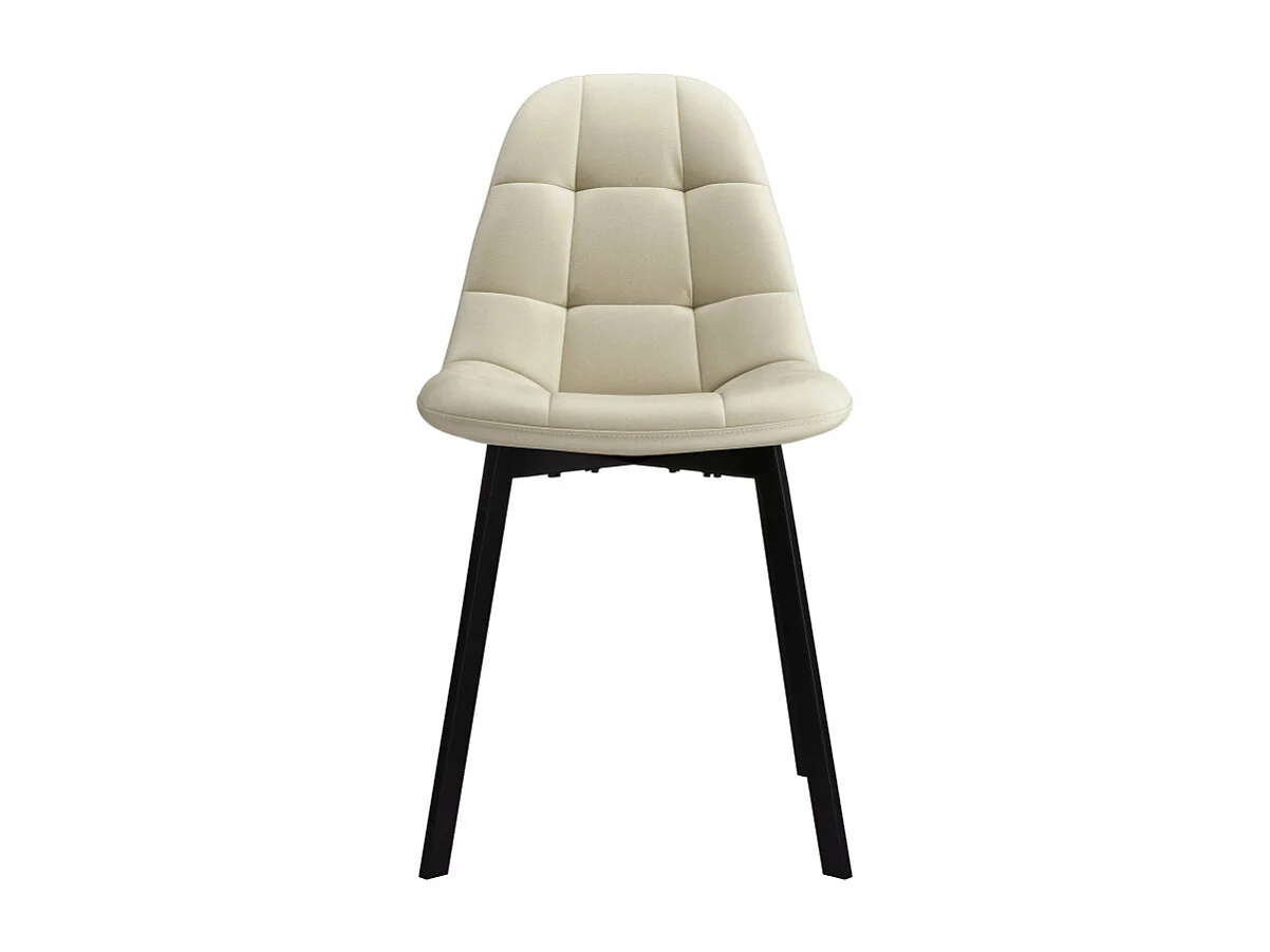 STELLIA-Sedia in velluto beige e metallo nero (x4)