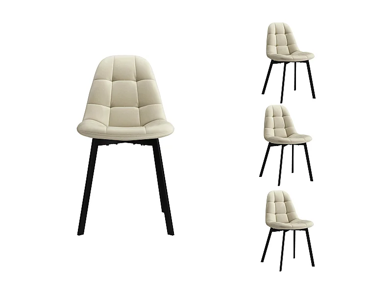 STELLIA-Silla de terciopelo beige y metal negro (x4)