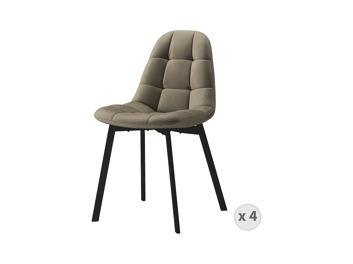 STELLIA-Silla de terciopelo topo claro y metal negro (x4)