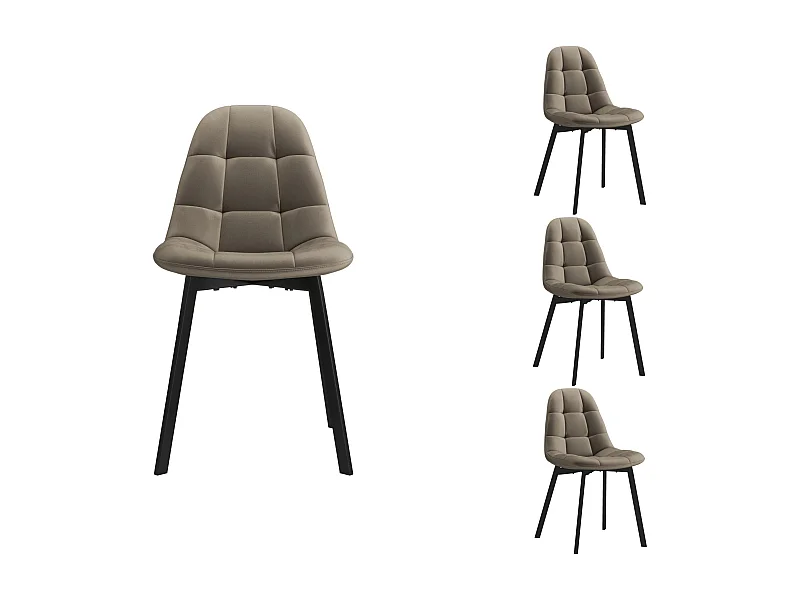 STELLIA-Silla de terciopelo topo claro y metal negro (x4)