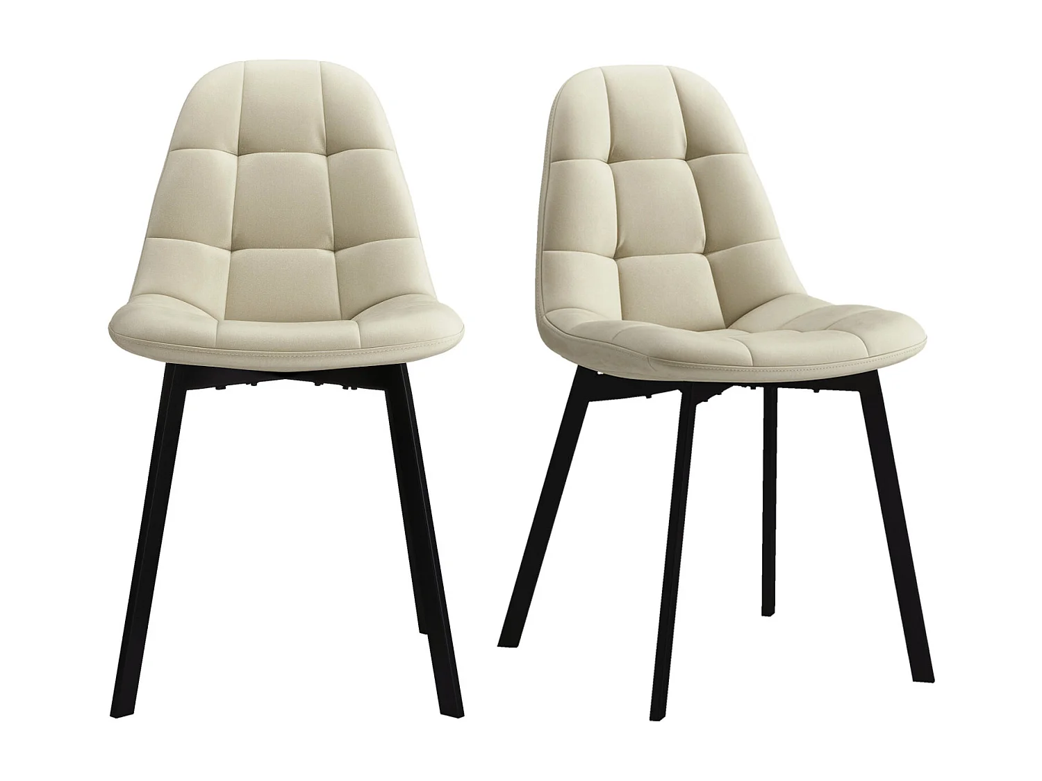 STELLIA-Sedia in velluto beige e metallo nero (x2)