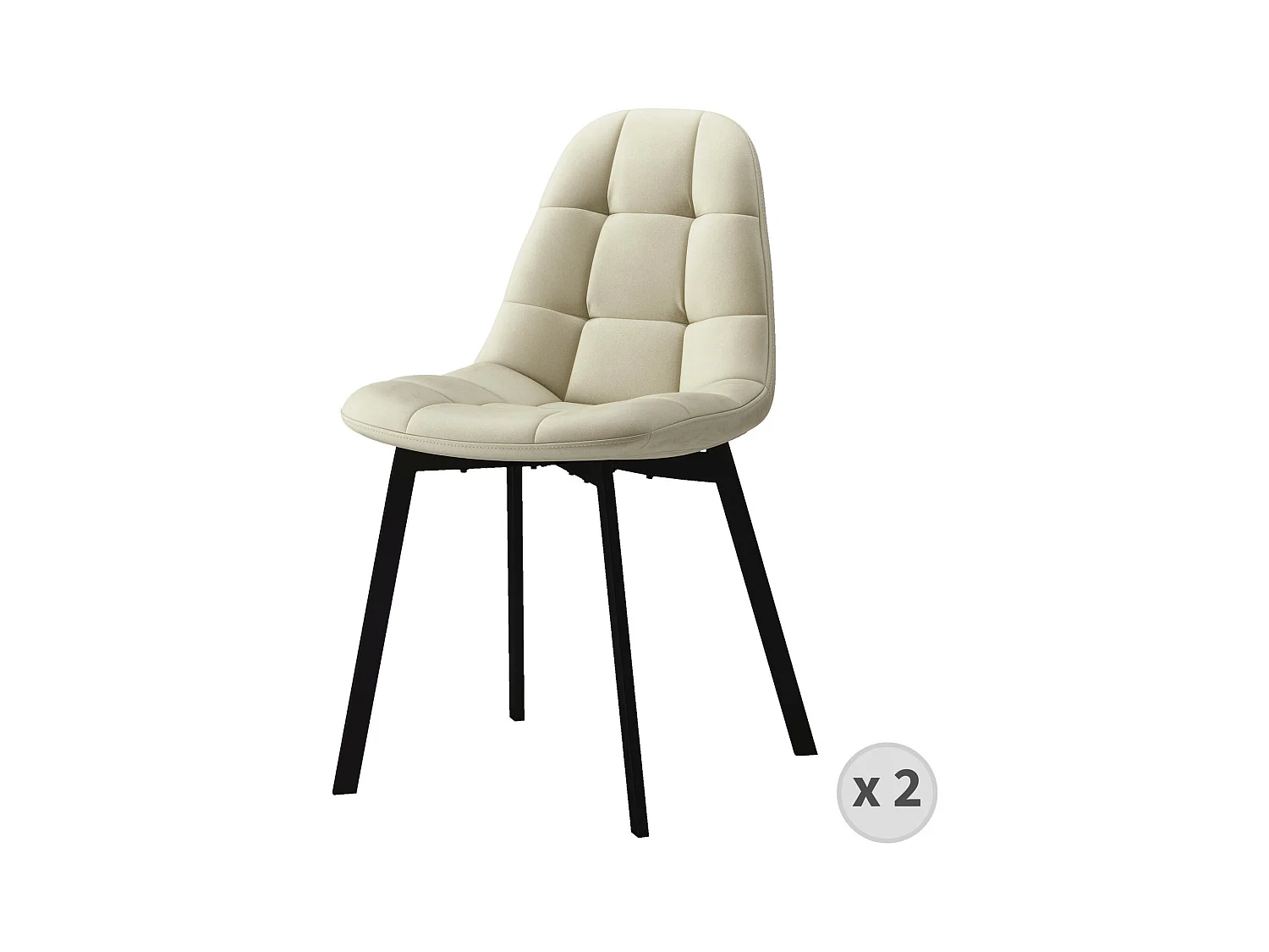 STELLIA-Chaise en velours Beige (x2)