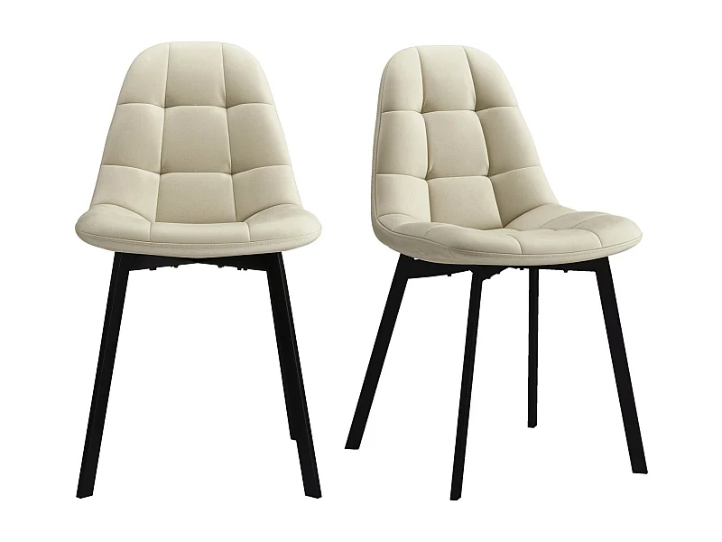 STELLIA-Silla de terciopelo beige y metal negro (x2)