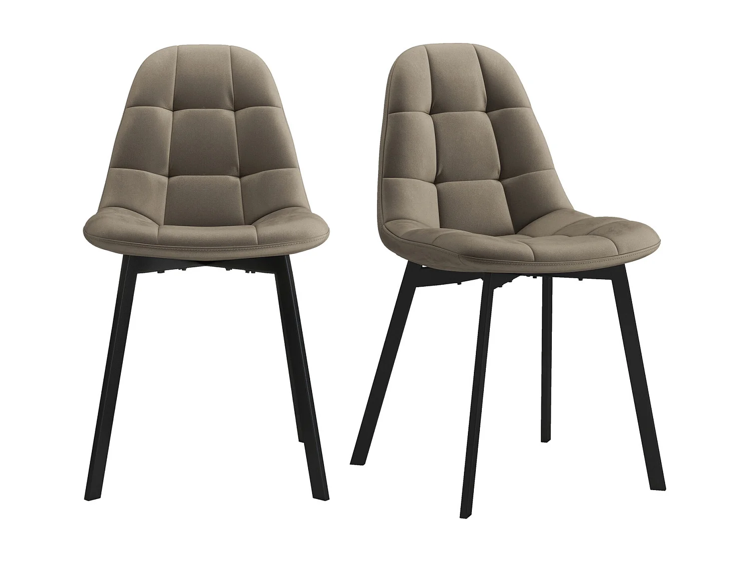 STELLIA-Sedia in velluto taupe chiaro e metallo nero (x2)