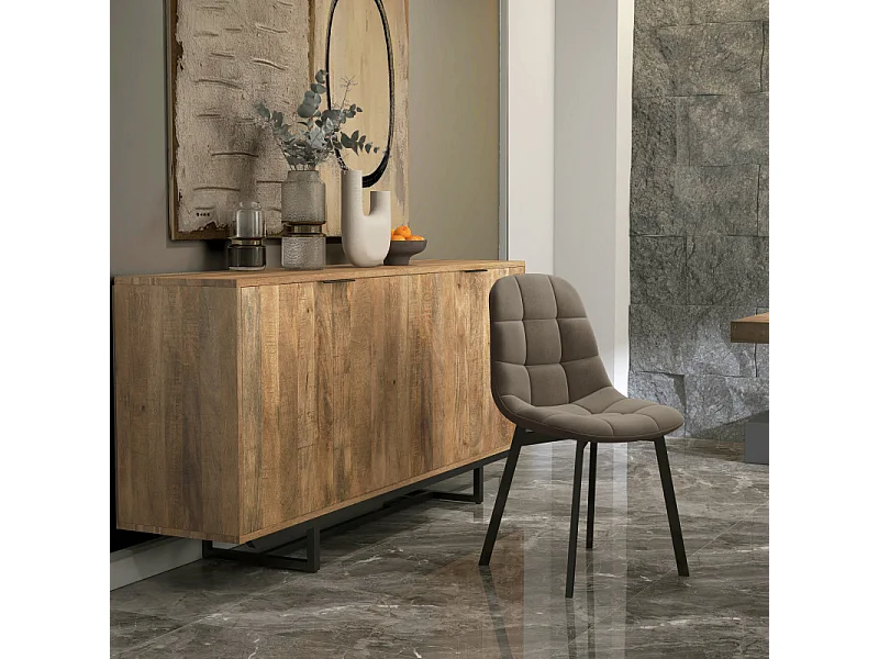 STELLIA-Chaise en velours Taupe Clair (x2)