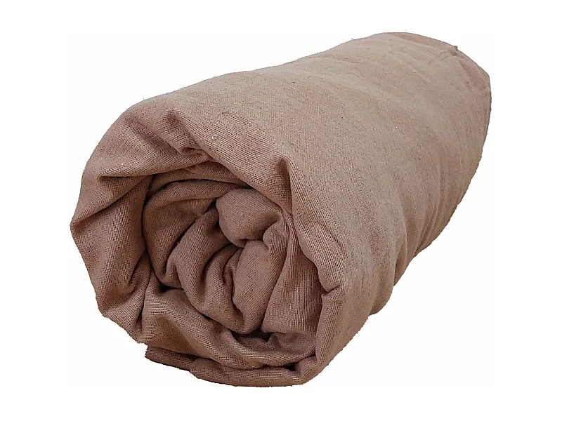 Drap housse flanelle bonnet 30 cm 90x200 Noisette Tradilinge