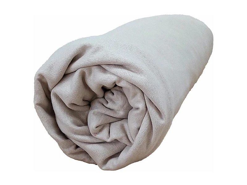 Drap housse flanelle bonnet 30 cm 140x190 Nougat Tradilinge