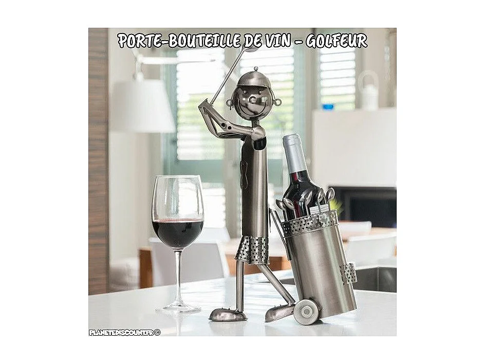 Porte-bouteille Golfeur métallique