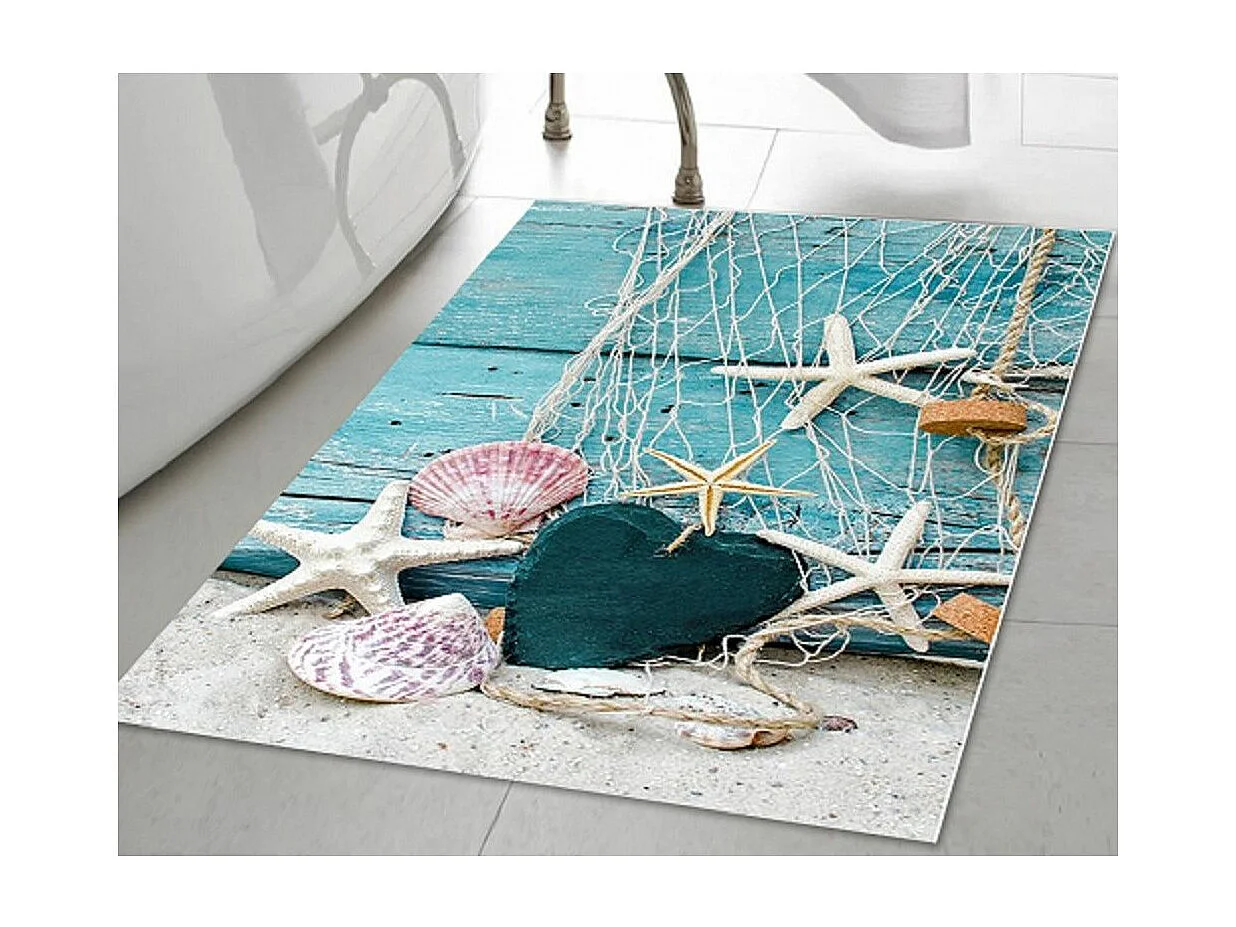 Tapis de bain 50x80 cm Polyester Sdb Bleu