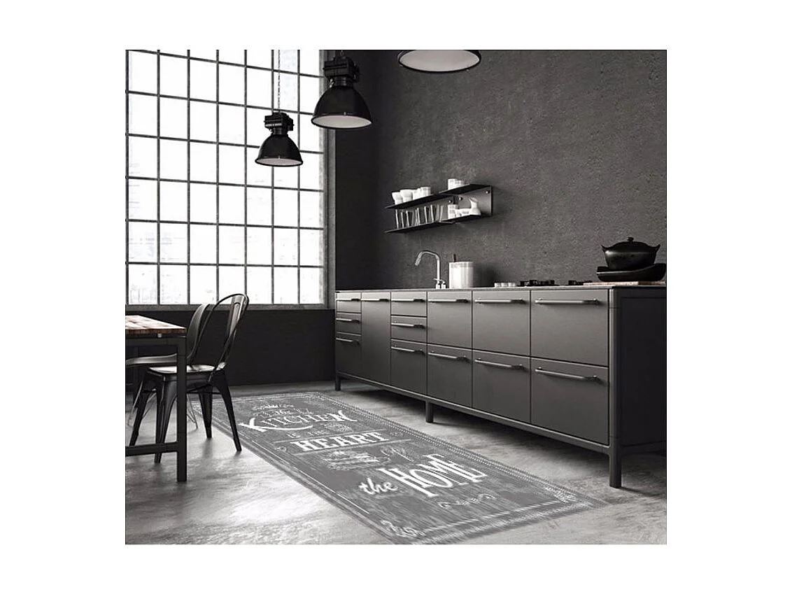 Tapis de cuisine 60x90 cm Polyester Kitchen Gris