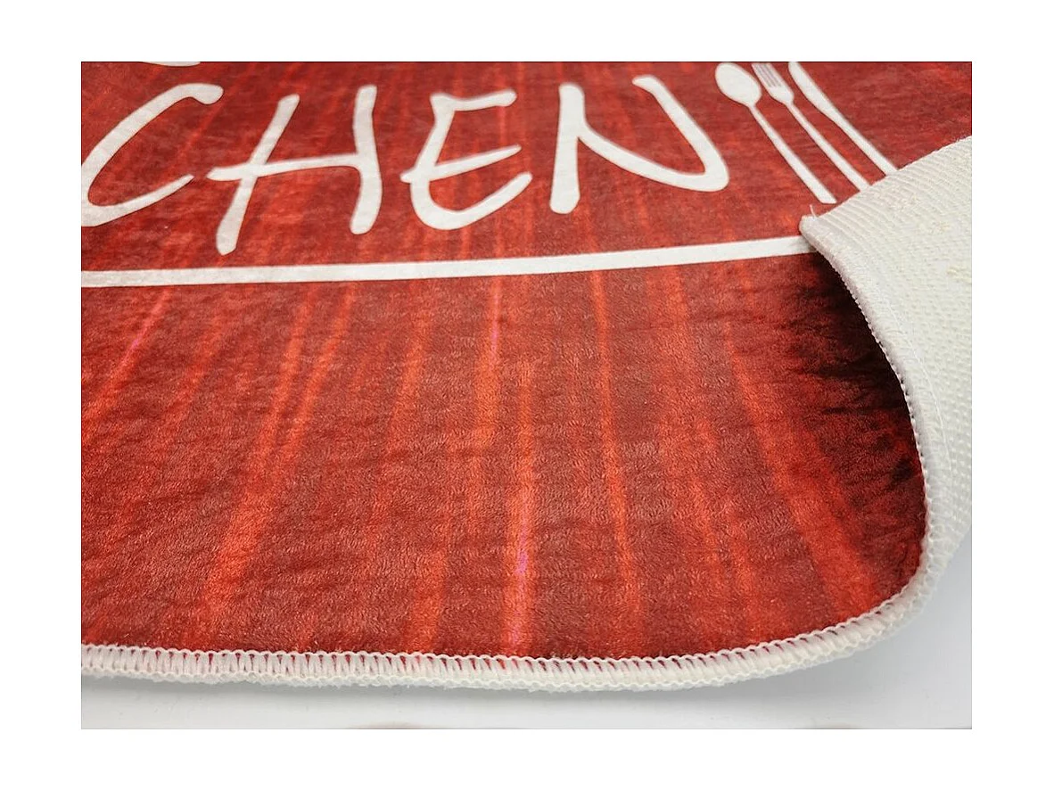 Tapis de cuisine 60x90 cm Polyester Kitchen Rouge