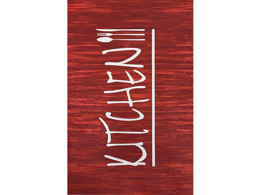 Tapis de cuisine 60x90 cm Polyester Kitchen Rouge