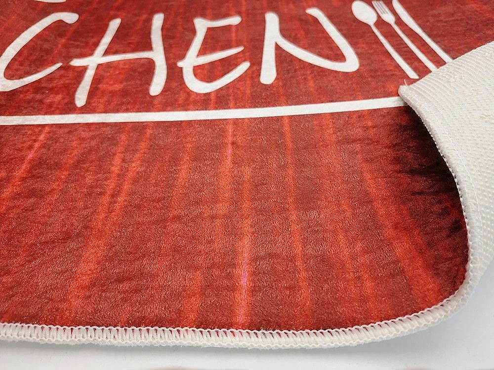 Tapis de cuisine 90x130 cm Polyester Kitchen Rouge