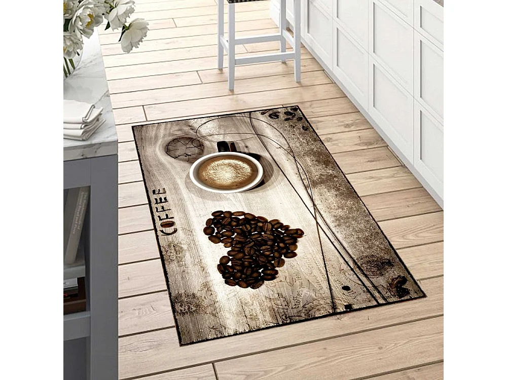 Tapis de cuisine 50x80 cm Polyester Coffee Beige