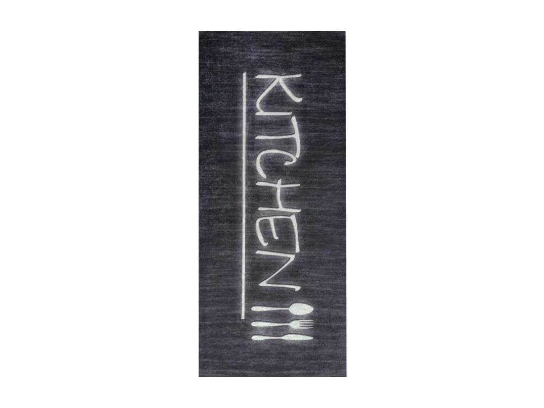 vente unique Tapis de cuisine 90x130 cm Polyester Kitchen Noir