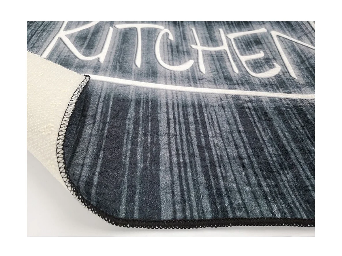 Tapis de cuisine 90x130 cm Polyester Kitchen Noir