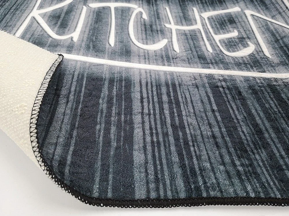 Tapis de cuisine 90x130 cm Polyester Kitchen Noir