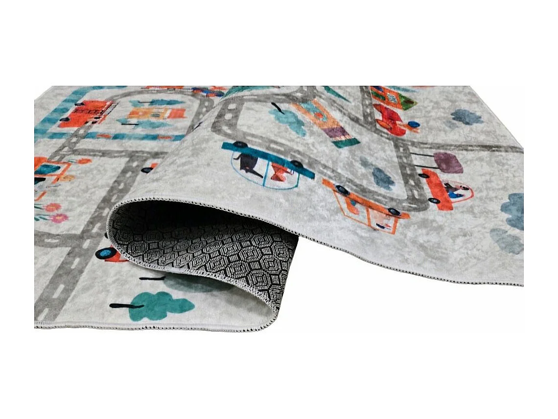 Tapis chambre enfant 80x150 cm Polyester Circuit Blanc