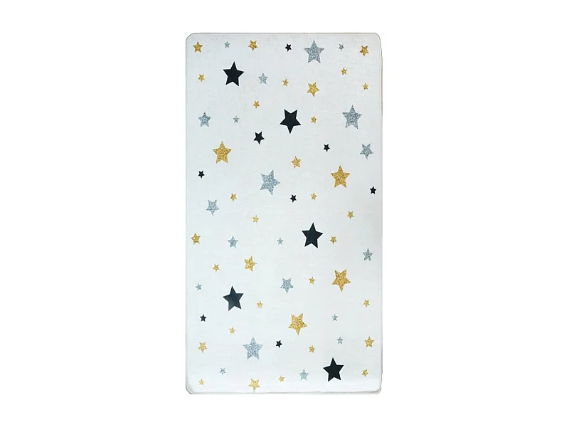 Tapis chambre enfant 80x150 cm Polyester Etoile Ecru