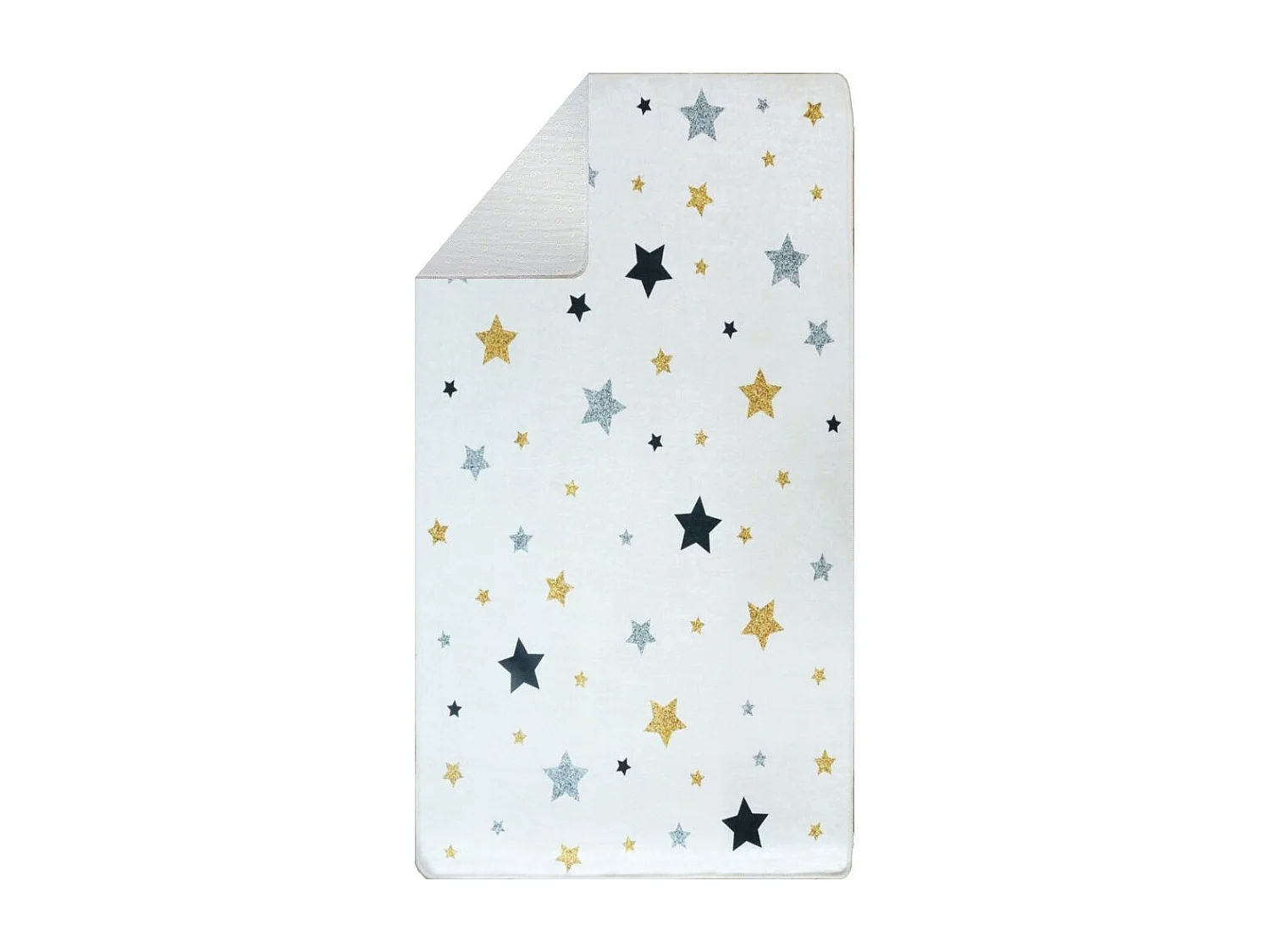 Tapis chambre enfant 80x150 cm Polyester Etoile Ecru