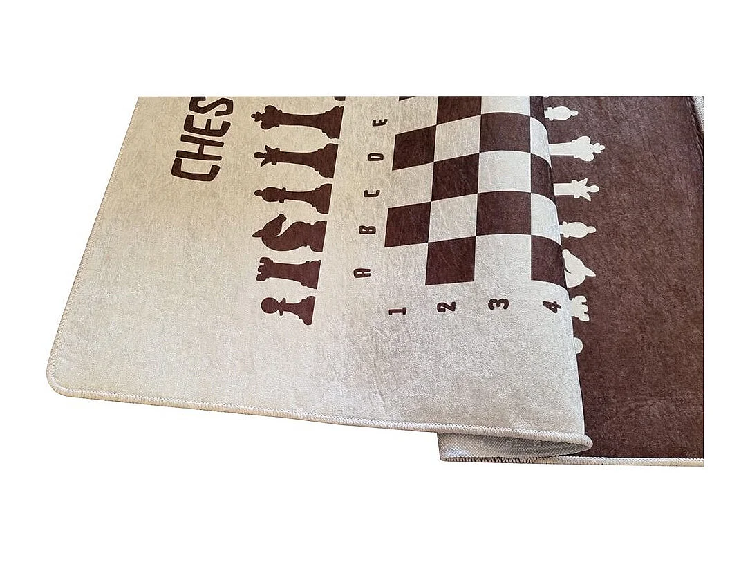 Tapis chambre enfant 100x150 cm Polyester Echec Marron