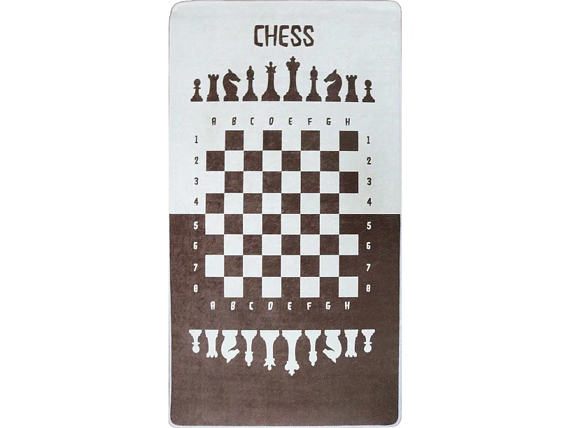 Tapis chambre enfant 100x150 cm Polyester Echec Marron