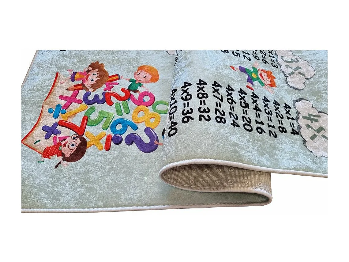 Tapis chambre enfant 100x160 cm Polyester Multiplication Vert