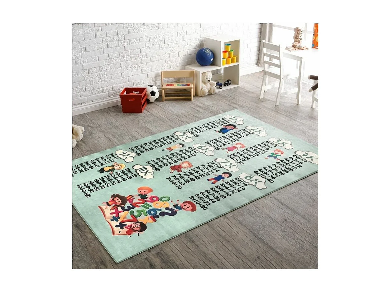 Tapis chambre enfant 100x160 cm Polyester Multiplication Vert